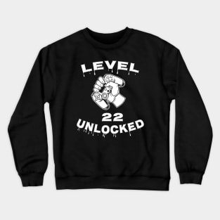 Level 22 Unlocked - Funny Mens 22nd Birthday Gamer Crewneck Sweatshirt